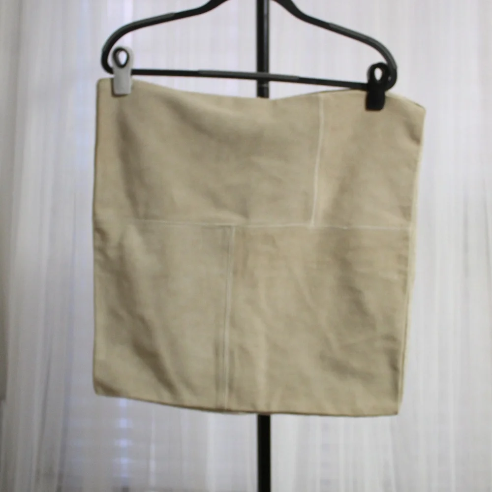 West Elm Genuine Suede Pillow Cover – Neutral Beige Patchwork. 20 in x 20 in